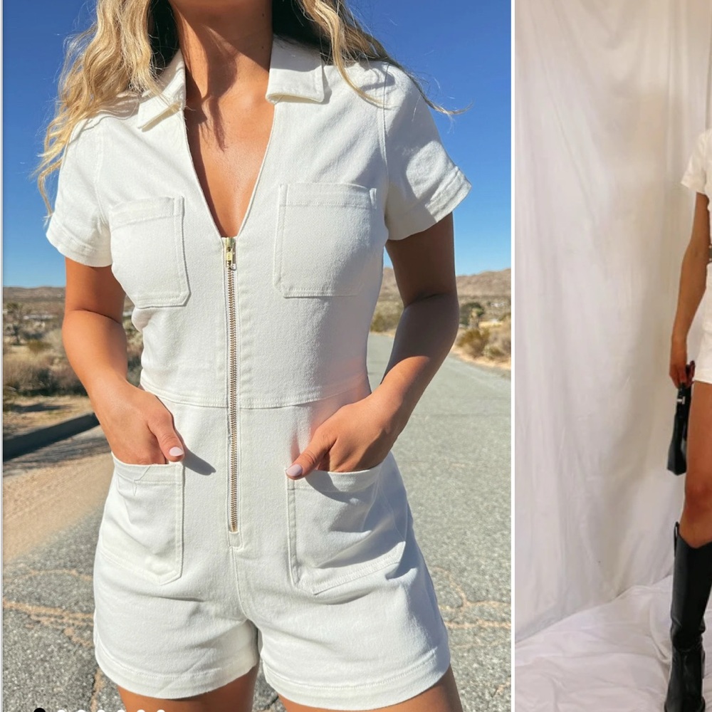 Show Me Your Mumu Ranch White Zip-Up Romper - Picture 4 of 4